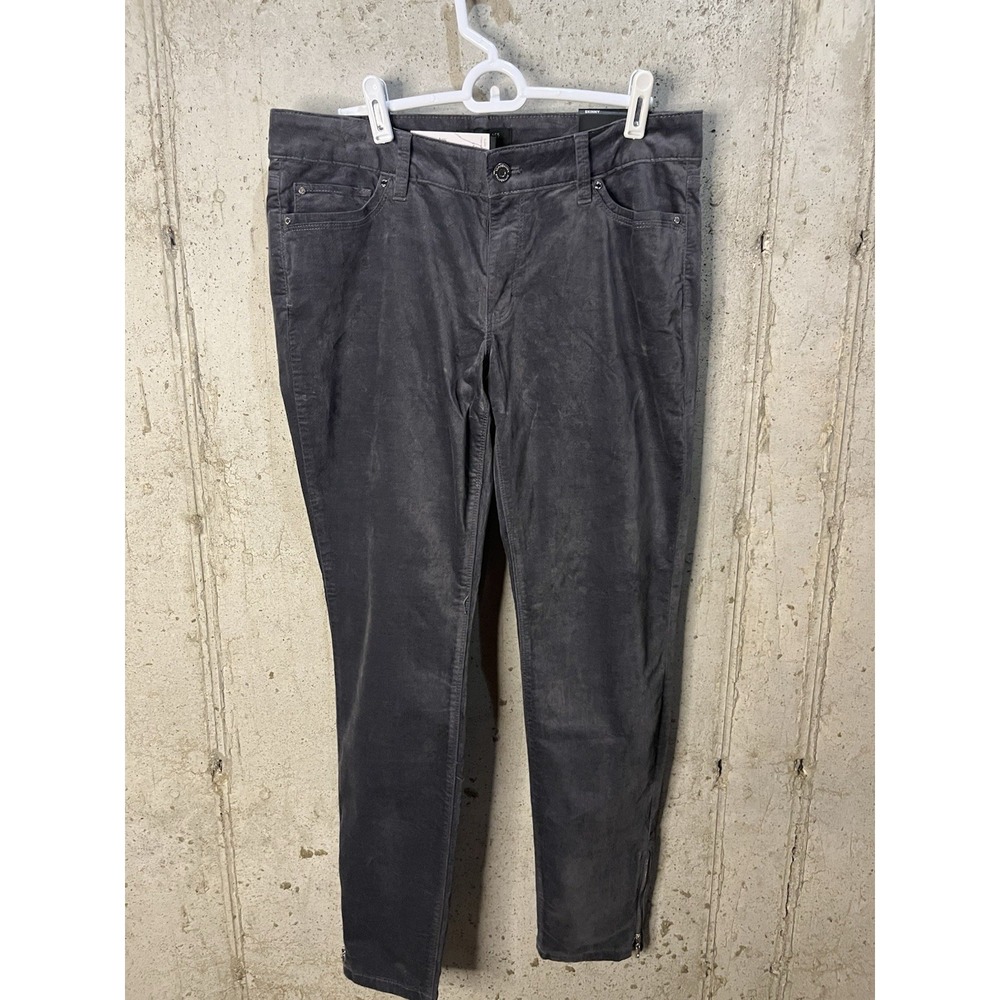 White House‎ Black Market Velvet Pants Womens 8R Dark Gray Slim Leg 5-Pocket